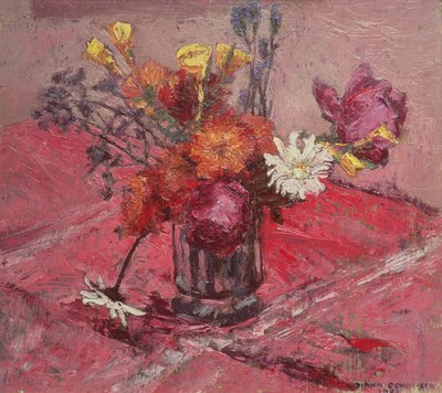 Stilleven met vaas met bloemen, 1983 door Diana Schofield